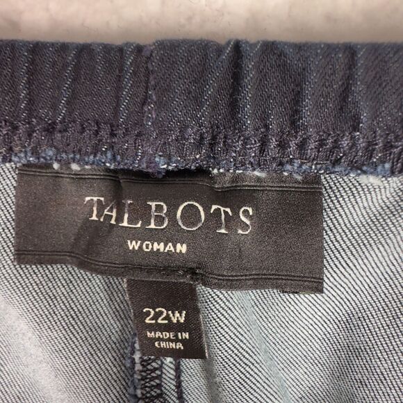 Talbots Jeans Size 22W Blue Dark Wash High Rise Elastic Waist Side Zip Stretch - Picture 4 of 8